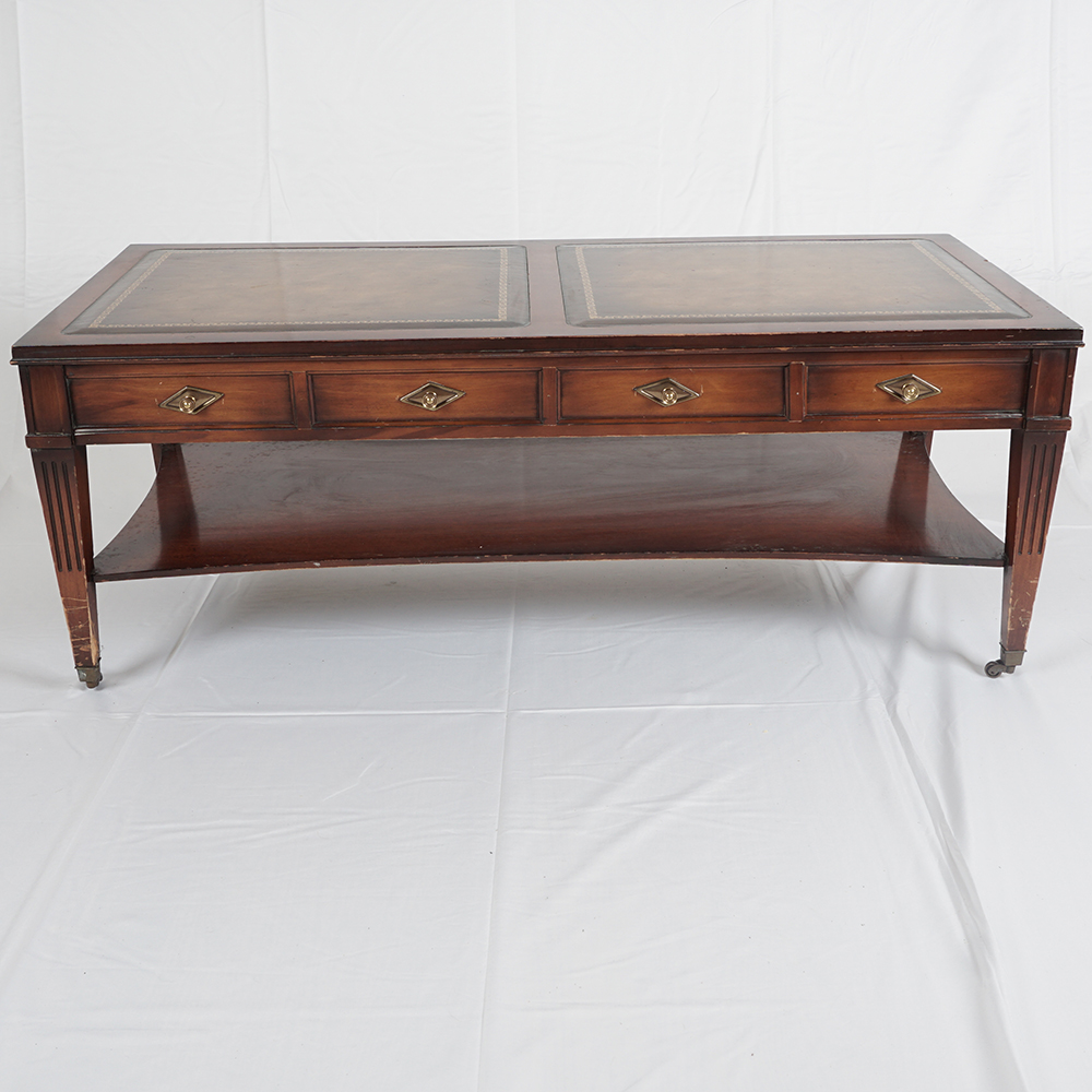 Federal Style Coffee Table with Leather Inlay