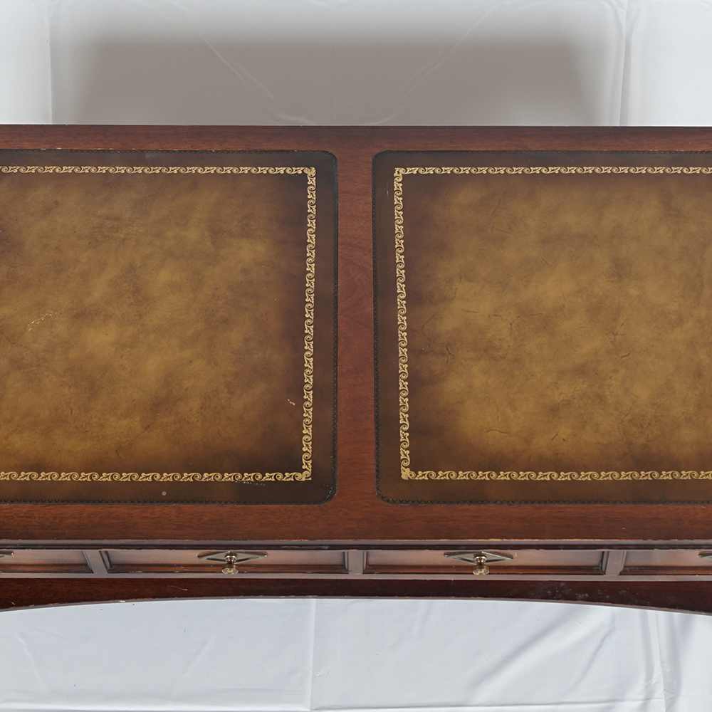 Federal Style Coffee Table with Leather Inlay