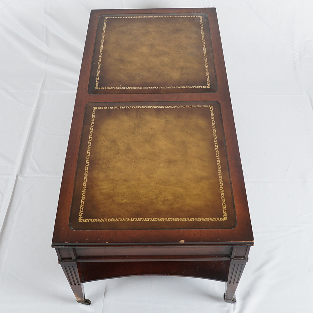 Federal Style Coffee Table with Leather Inlay