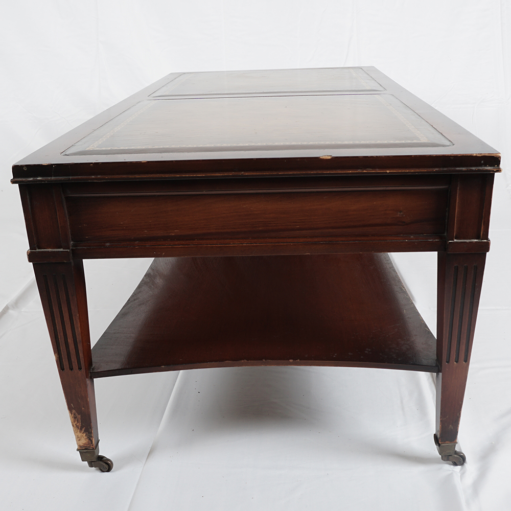 Federal Style Coffee Table with Leather Inlay