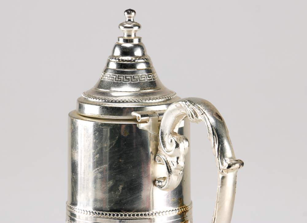 Three Glass Carafes with Silver Plate Fittings