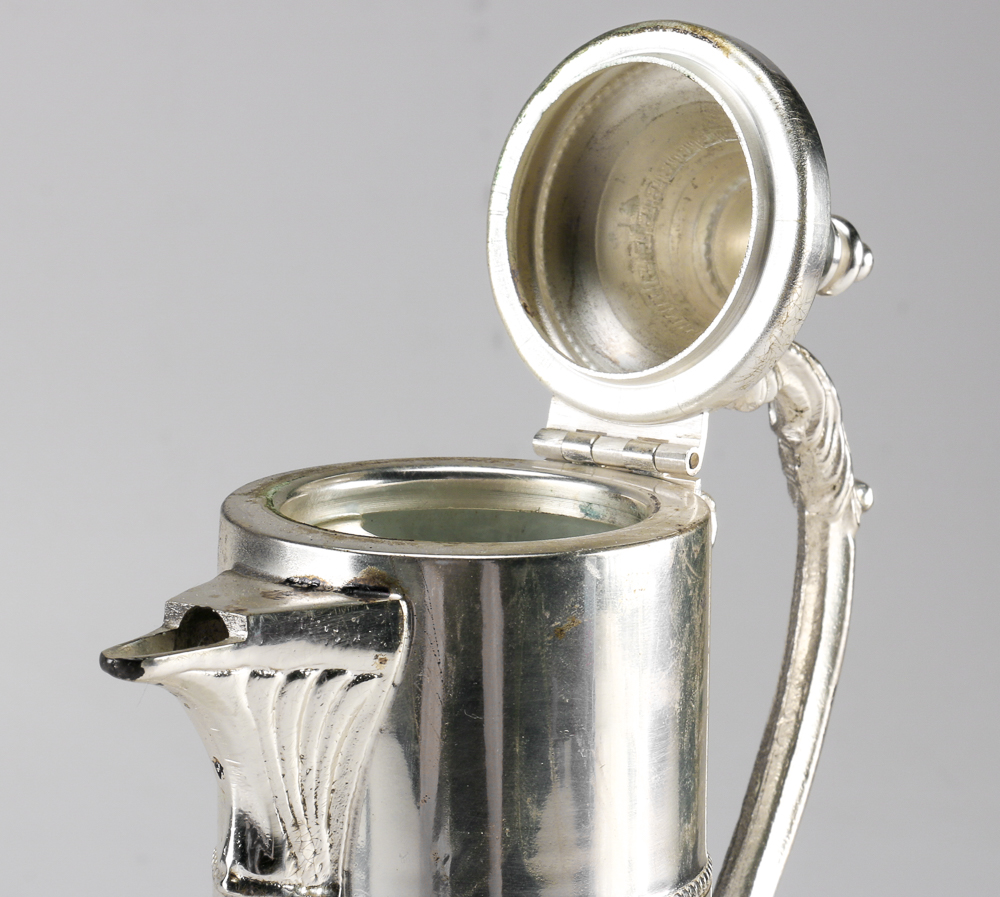 Three Glass Carafes with Silver Plate Fittings