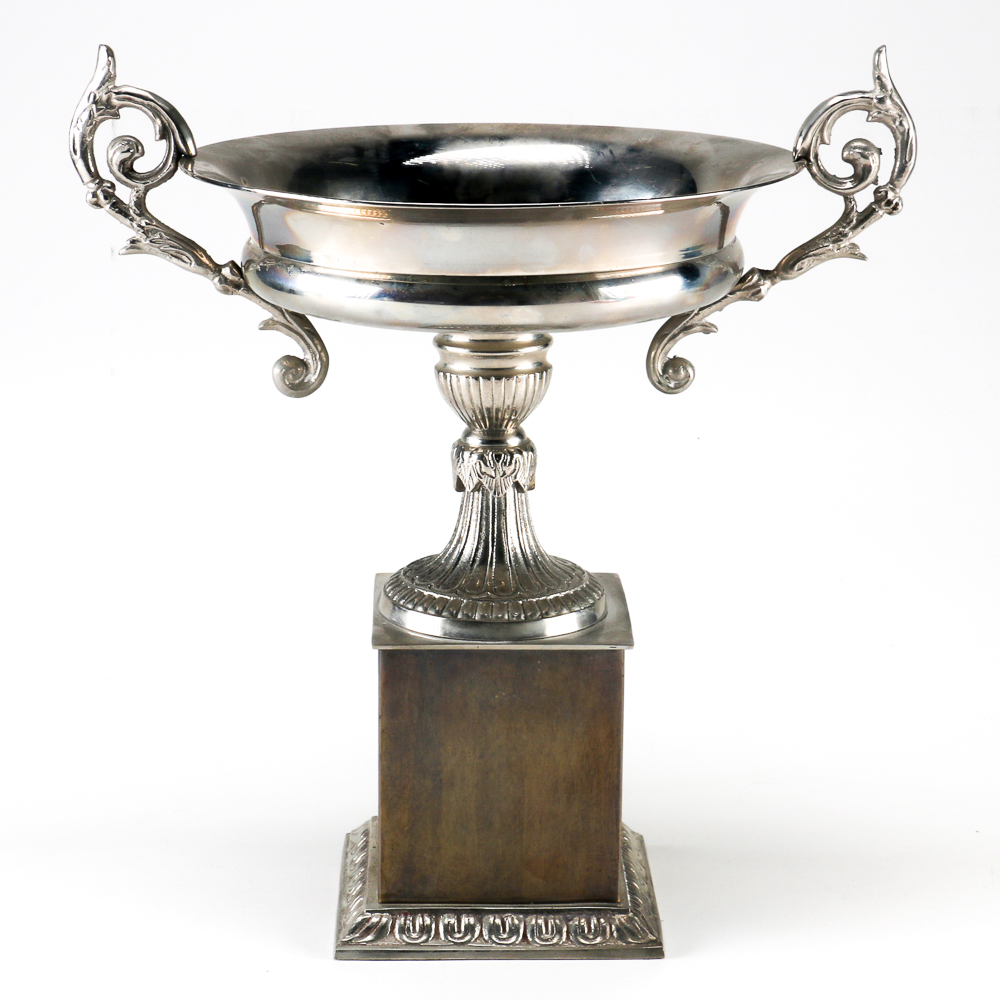 Decorative Silver Tone Pedestal Dish