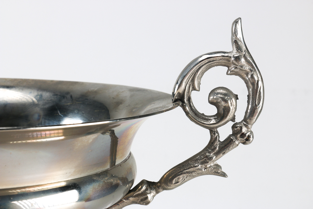 Decorative Silver Tone Pedestal Dish