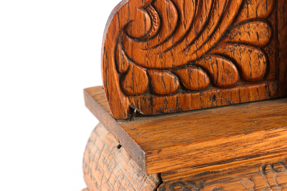 Tabletop Grandfather Clock with Peacock and Songbird Motifs