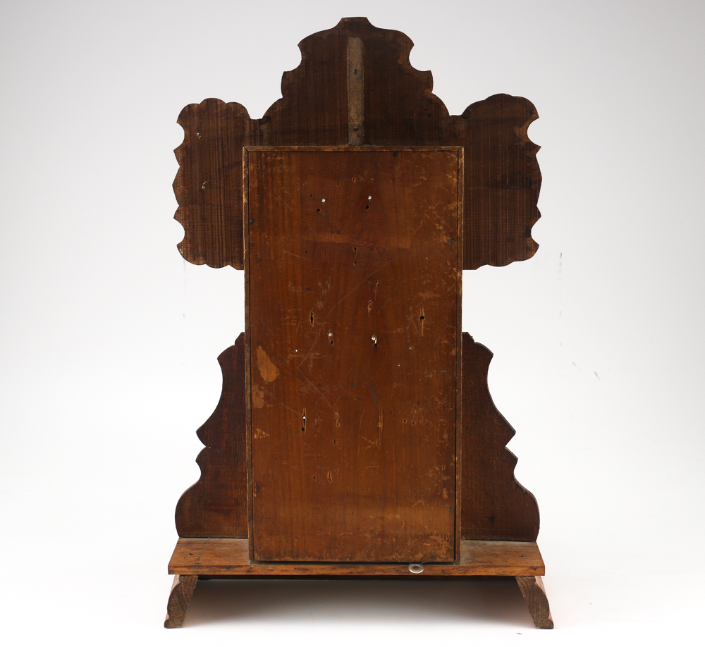 Tabletop Grandfather Clock with Peacock and Songbird Motifs