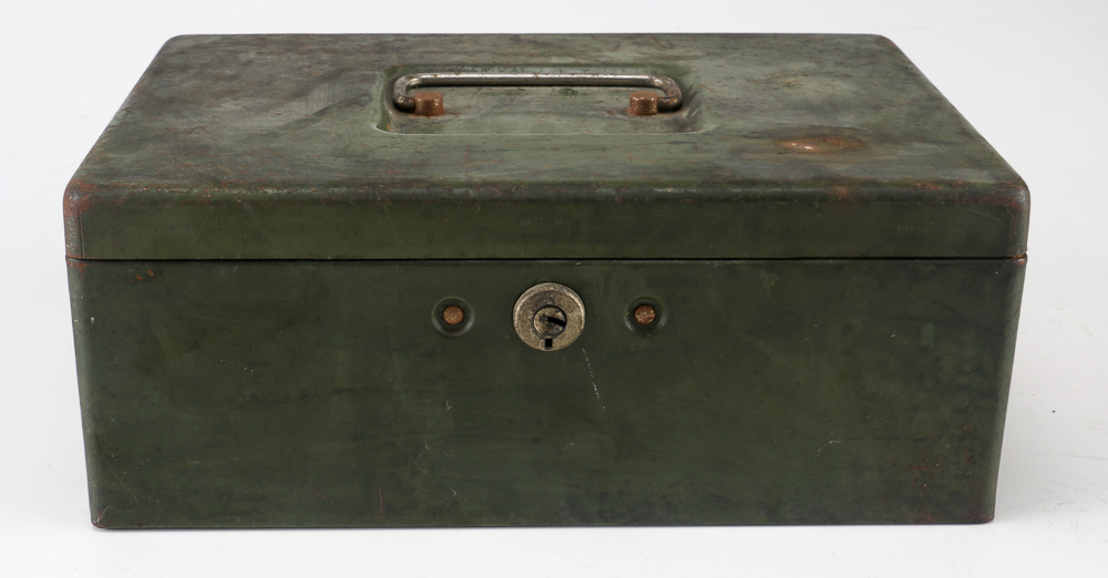 Cast Resin Horse with Leather Saddle and a Metal Lock Box