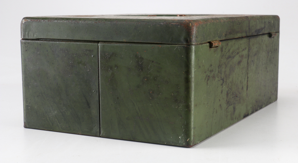 Cast Resin Horse with Leather Saddle and a Metal Lock Box