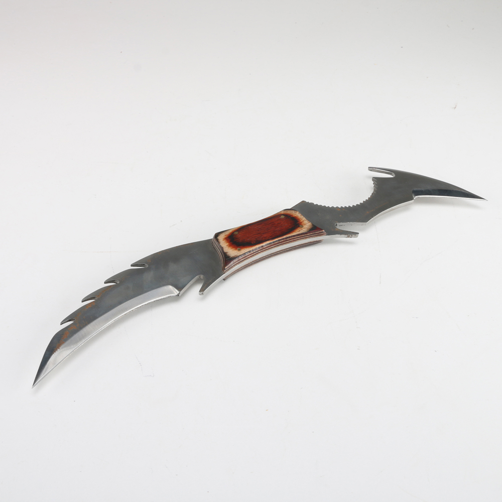 Double Blade Knife with Center Wood Handle