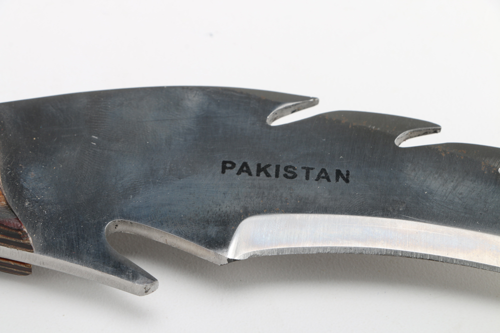 Double Blade Knife with Center Wood Handle