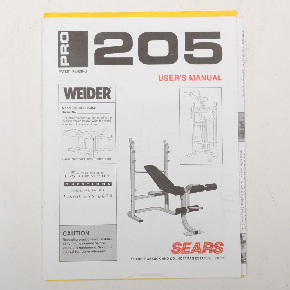 Weider Pro 205 Weight Bench - WVXU