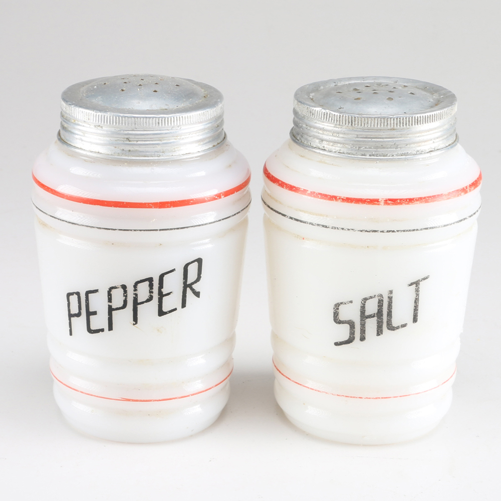 Circa 1930s Milk Glass Salt and Pepper Shaker Set