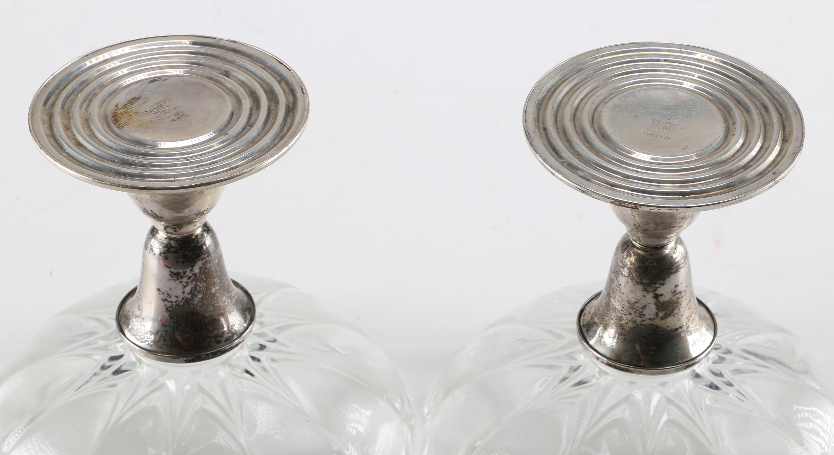 Circa 1950 Sterling Silver and Glass Compotes