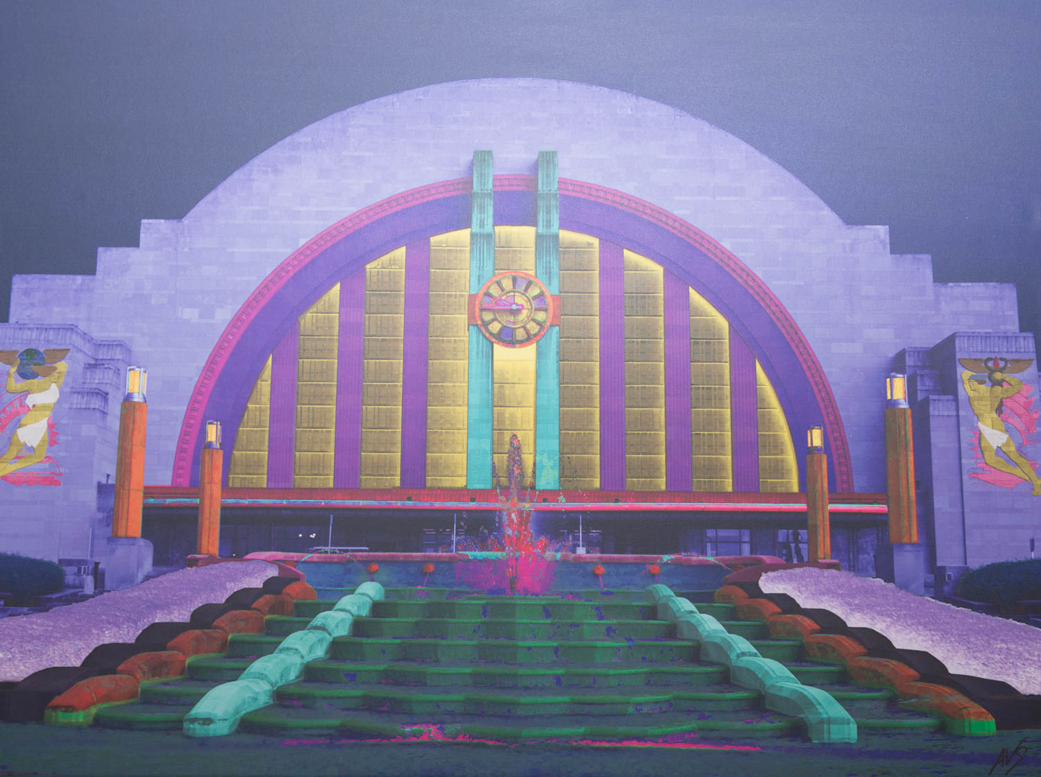 Andrew VanSickle "Midnight of Union Terminal 1933" Signed Industrial Ink Jet on Canvas