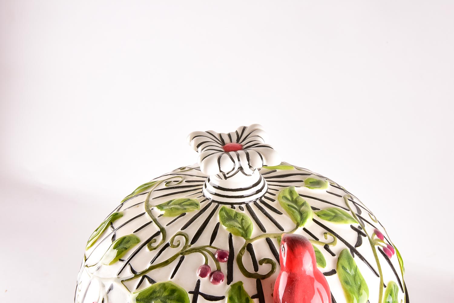 Clay Art HandPainted Birdcage Cookie Jar EBTH