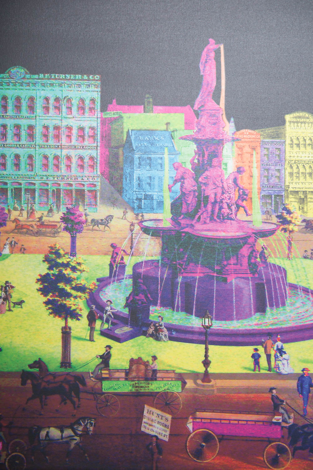 Andrew VanSickle "Fountain Square at Night 1886" Signed Industrial Ink Jet on Canvas