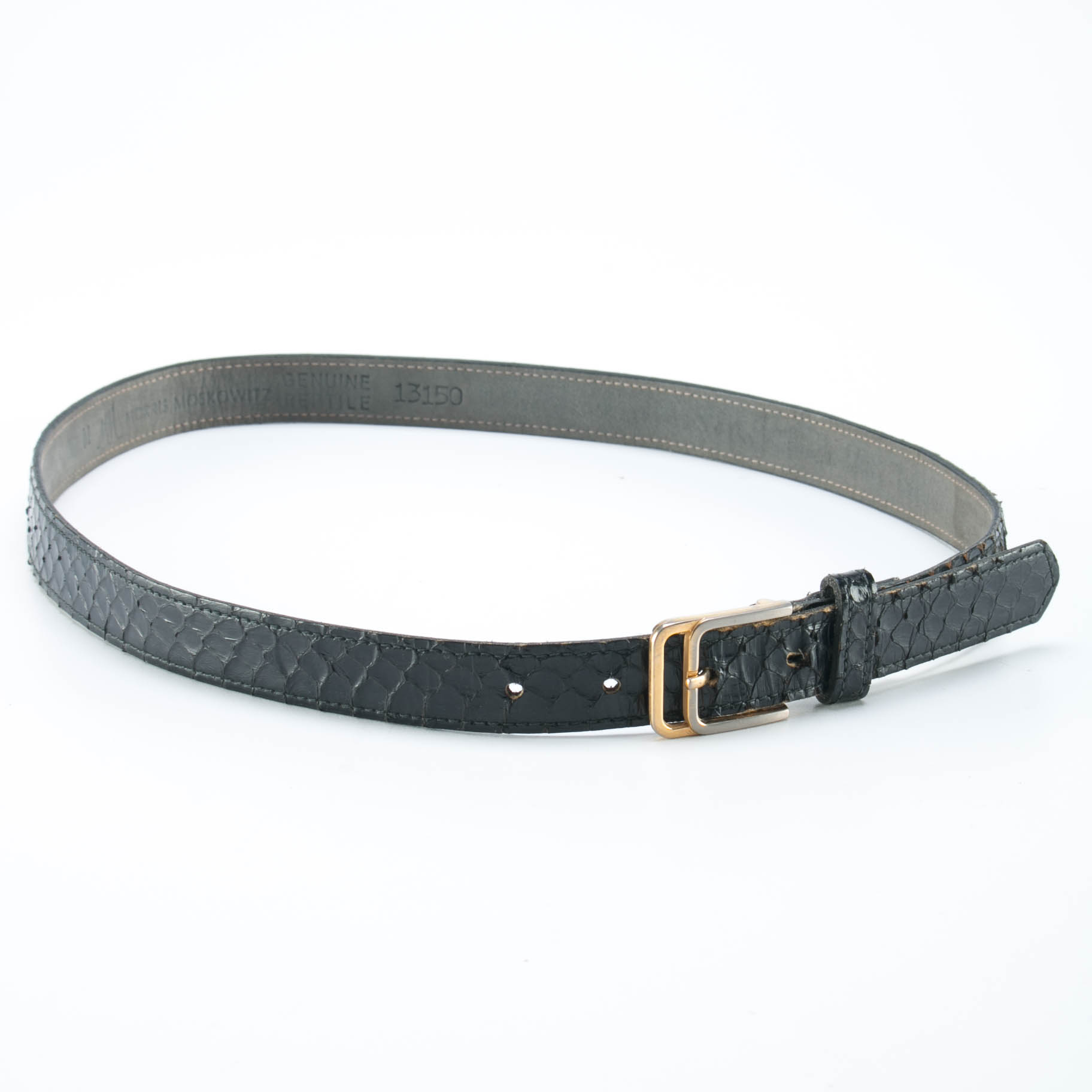 Morris Moskowitz Black Reptile Leather Belt