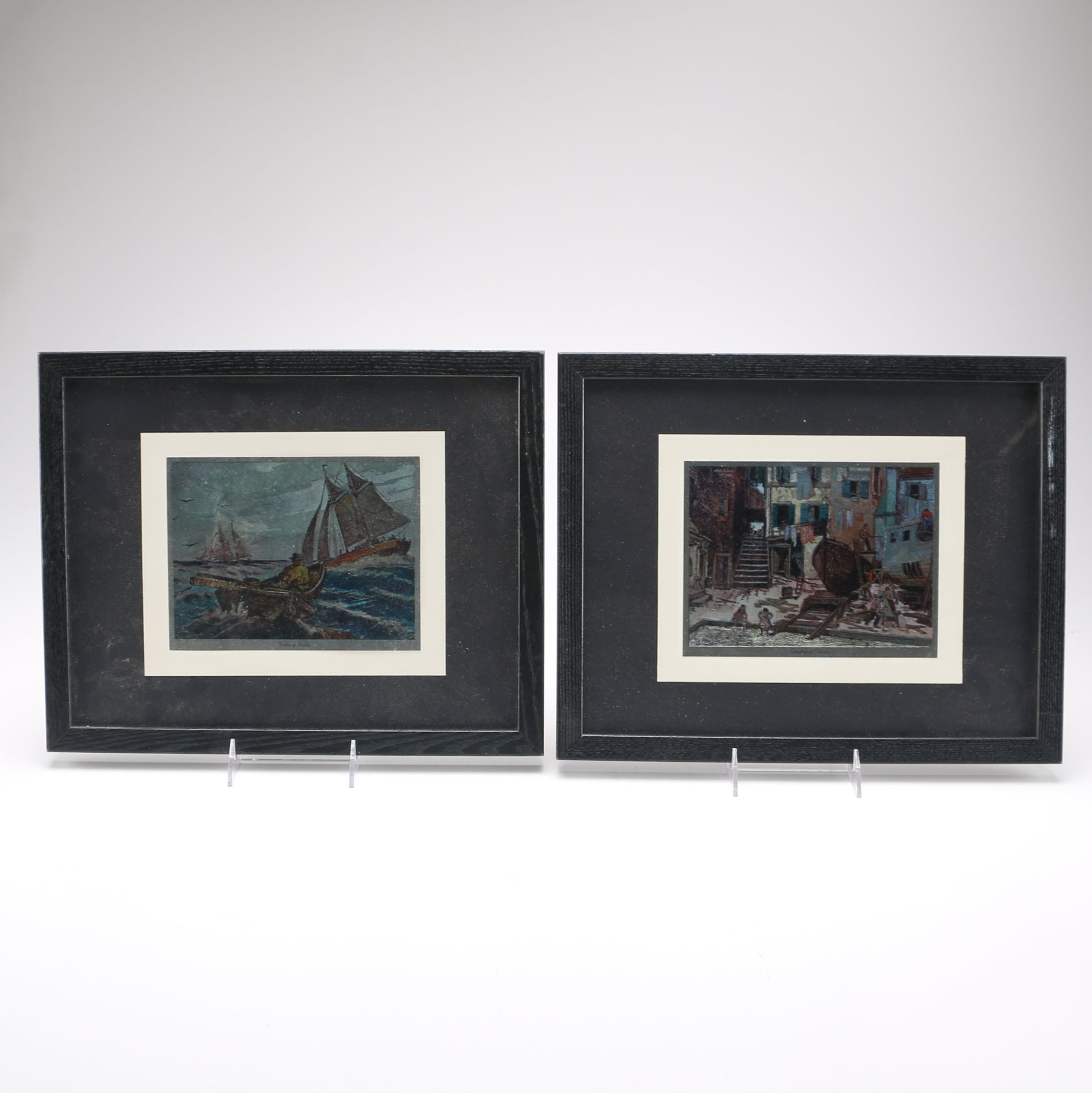 Pair of Lionel Barrymore Colored Foil Etchings