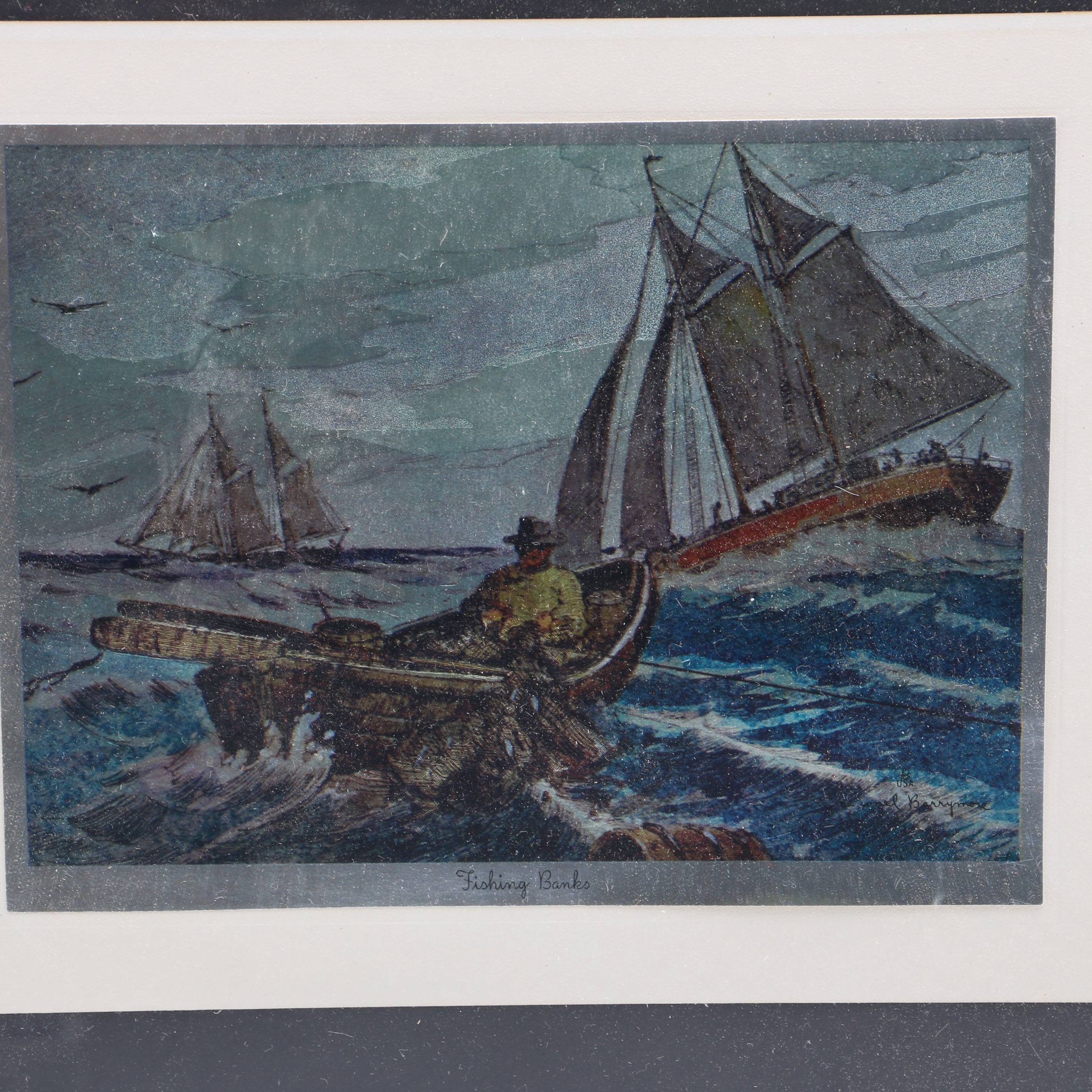 Pair of Lionel Barrymore Colored Foil Etchings