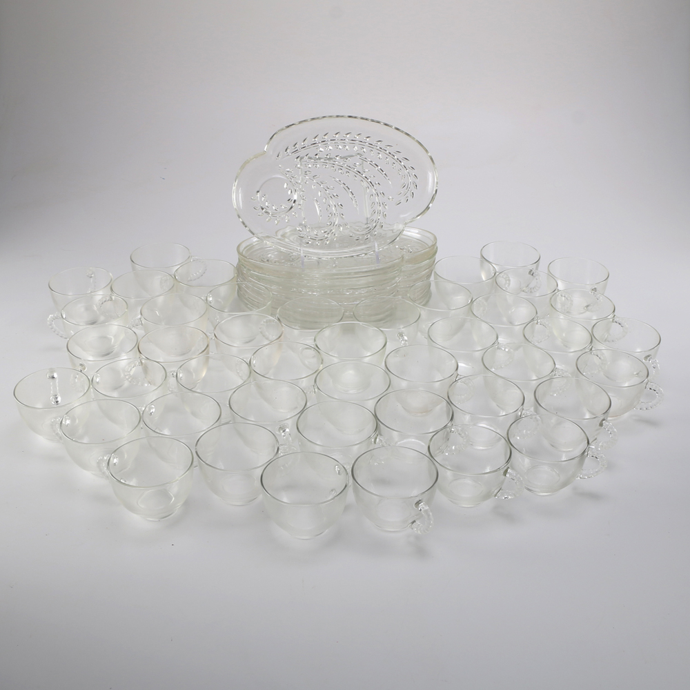 Large Collection of Glass Tea Cup and Tray Sets
