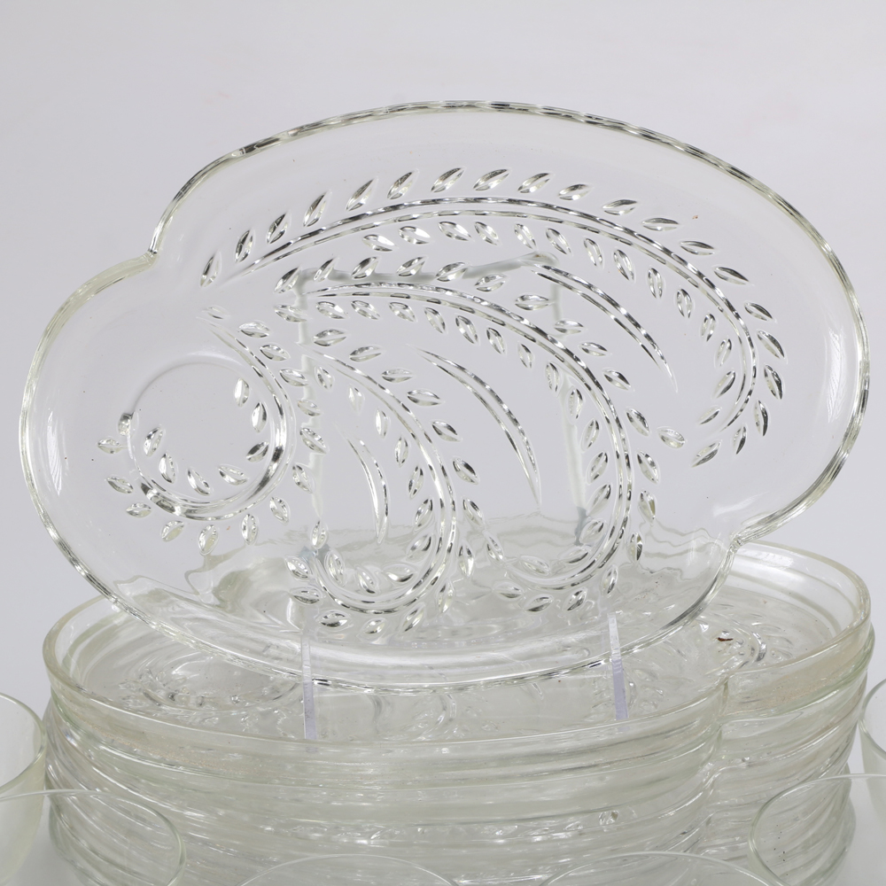 Large Collection of Glass Tea Cup and Tray Sets