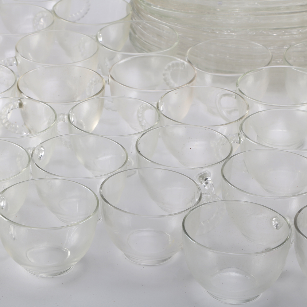 Large Collection of Glass Tea Cup and Tray Sets
