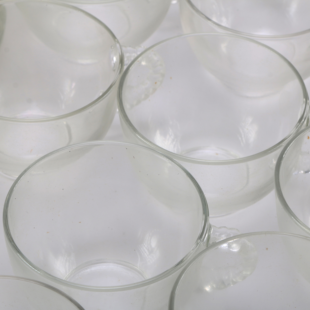 Large Collection of Glass Tea Cup and Tray Sets