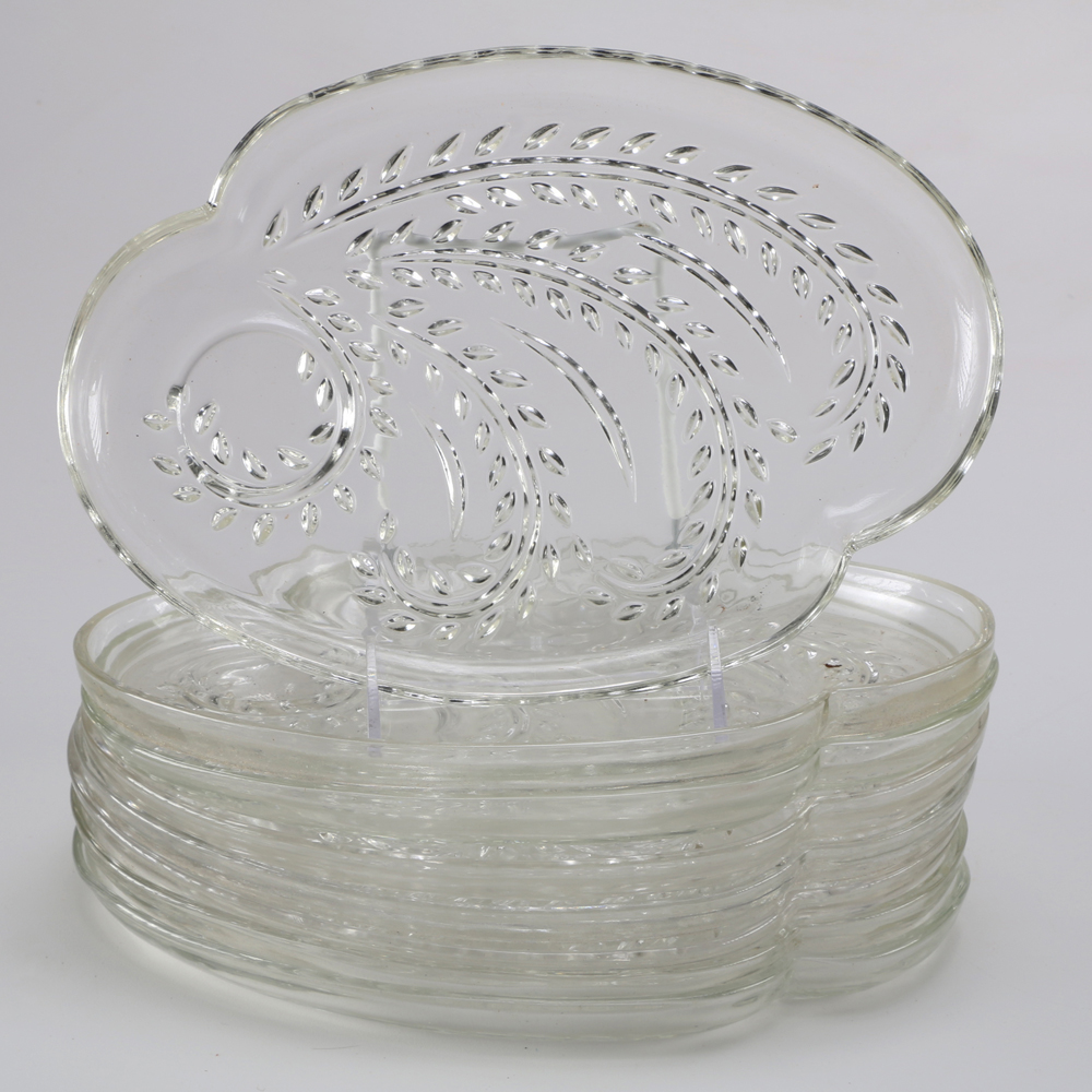 Large Collection of Glass Tea Cup and Tray Sets