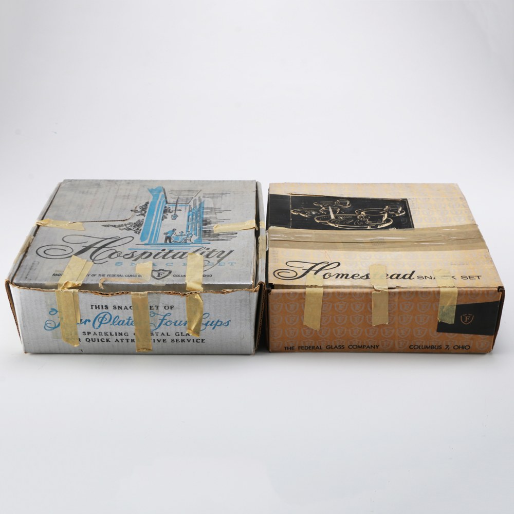 Large Collection of Glass Tea Cup and Tray Sets