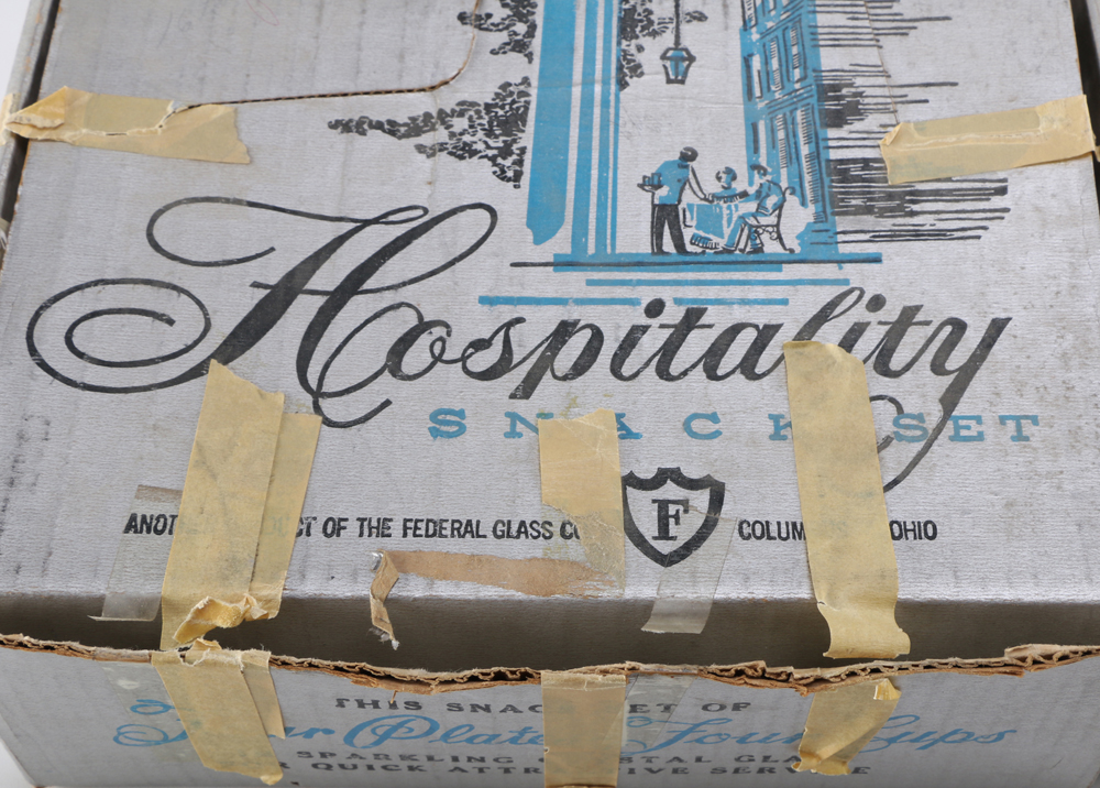 Large Collection of Glass Tea Cup and Tray Sets