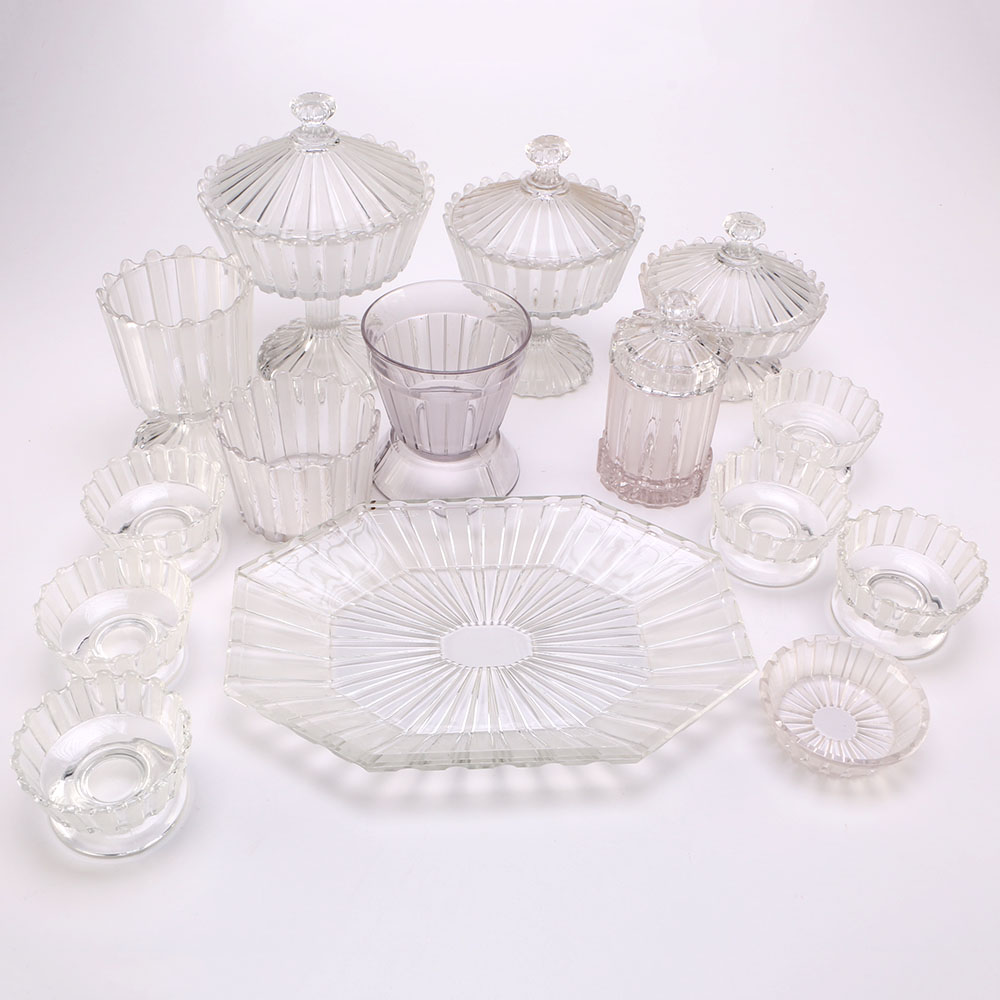 Collection of Vintage Ribbon Glass