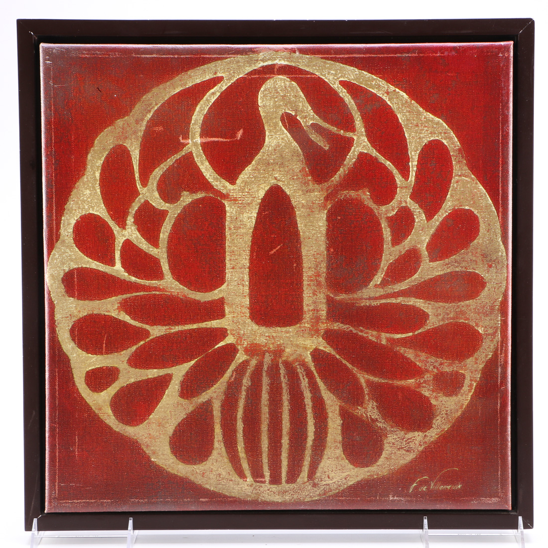Fabrice De Villeneuve Giclee on Canvas Stylized Bird Medallion Print