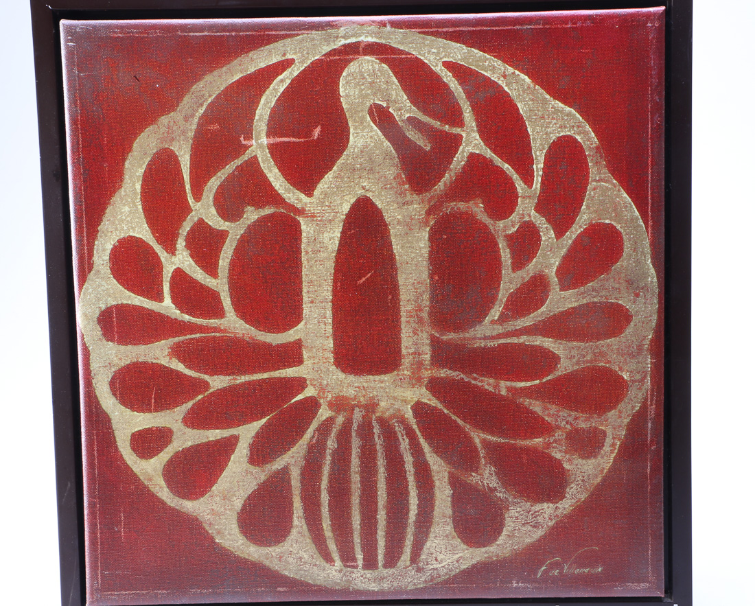 Fabrice De Villeneuve Giclee on Canvas Stylized Bird Medallion Print