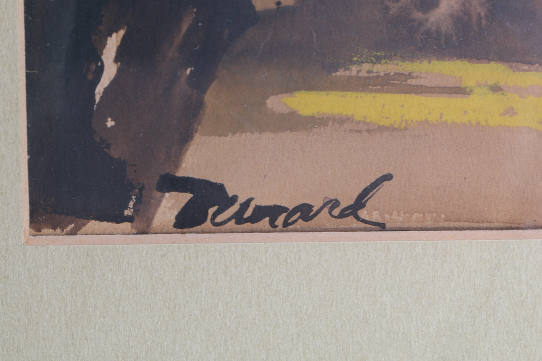 Ernst Geissdorfer "Rothenburg Over the Tauber" and Turand Gouache Cityscape