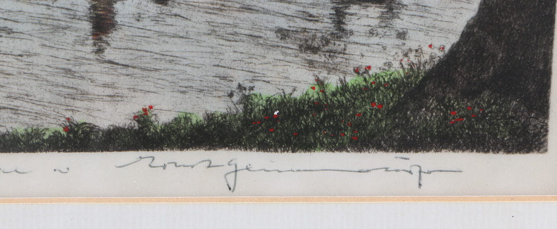 Ernst Geissdorfer "Rothenburg Over the Tauber" and Turand Gouache Cityscape