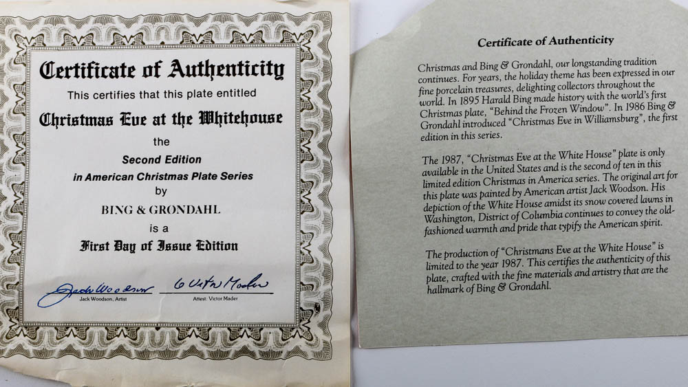 Six Royal Copenhagen "Christmas Eve in America" Series Porcelain Plates