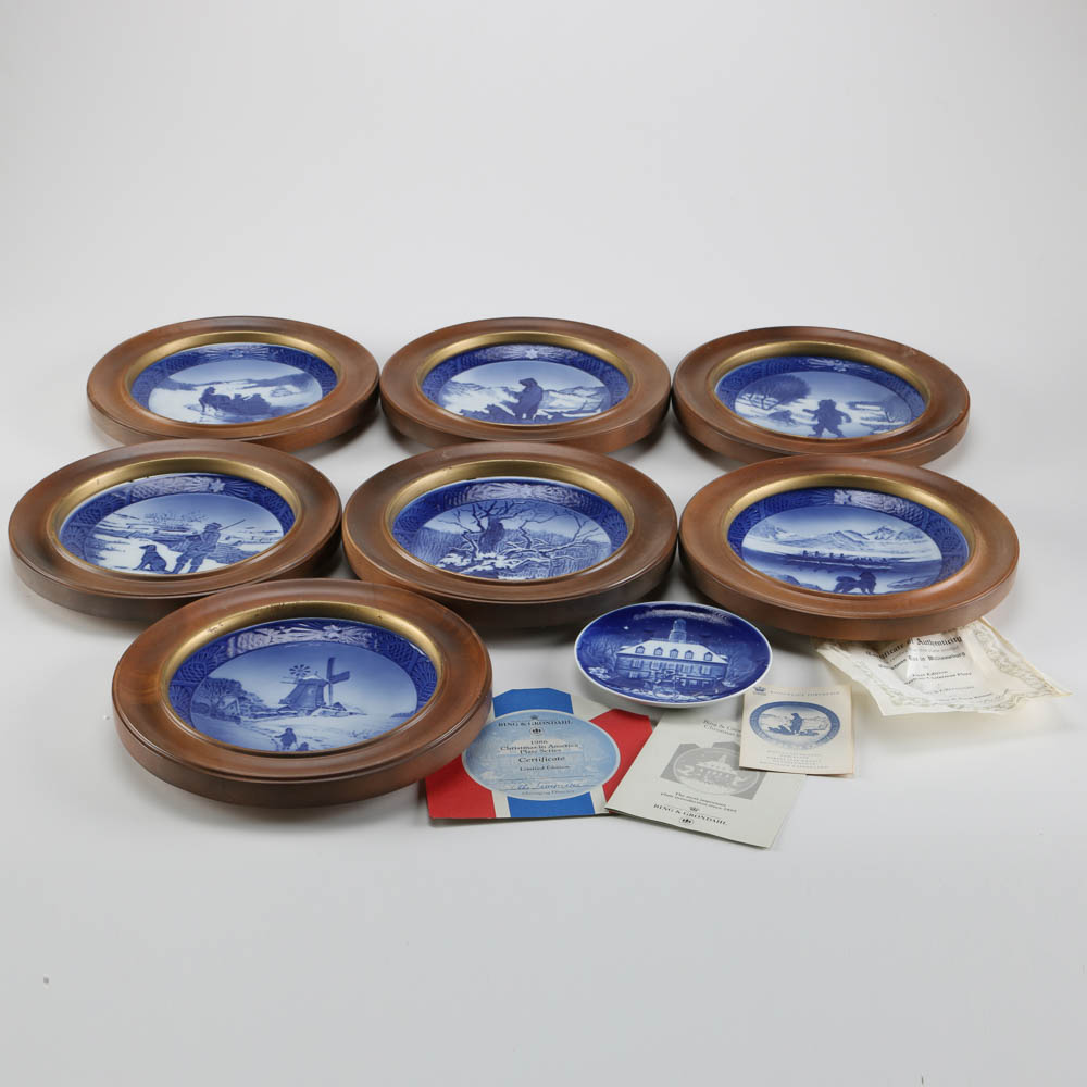 Eight Royal Copenhagen "Christmas Eve in America Series" Porcelain Plates