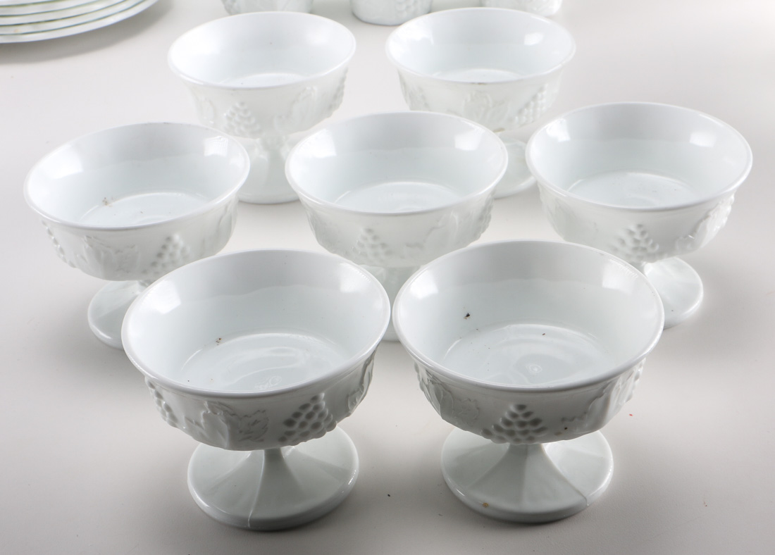 Grape Leaf Milk Glass Set