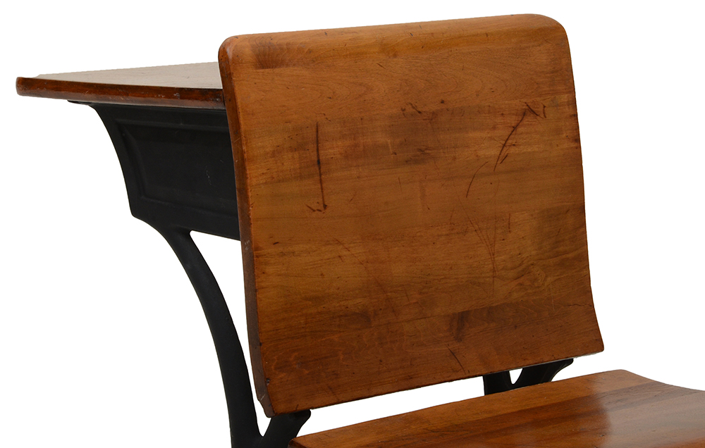 Antique Cast Iron and Wood School Desk - WVXU