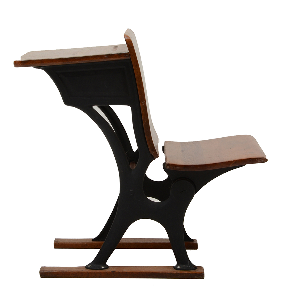 Antique Cast Iron and Wood School Desk - WVXU