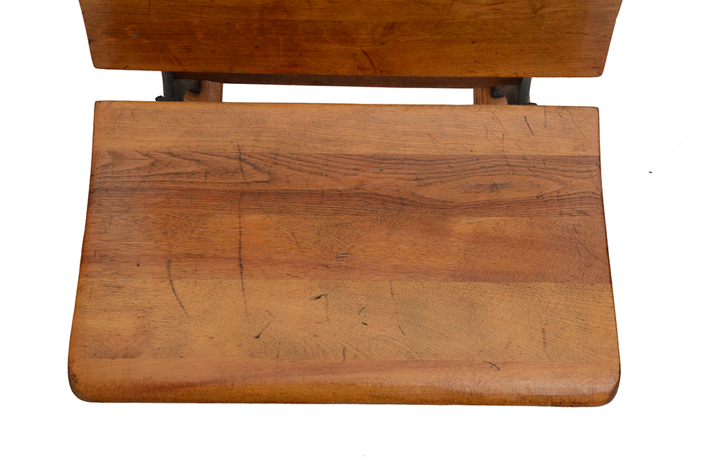 Antique Cast Iron and Wood School Desk - WVXU