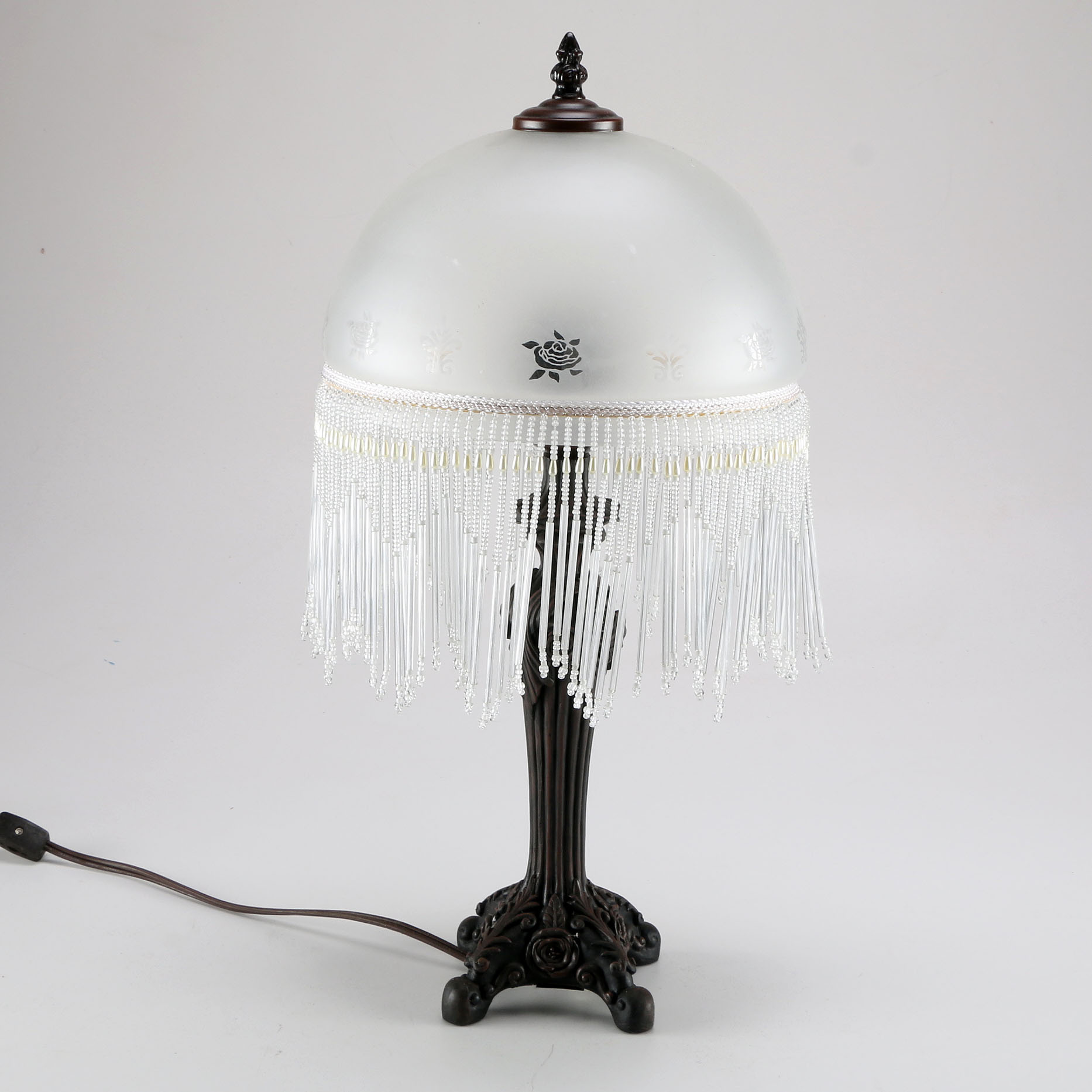 Cheyenne Table Lamp with Victorian Style Glass Shade