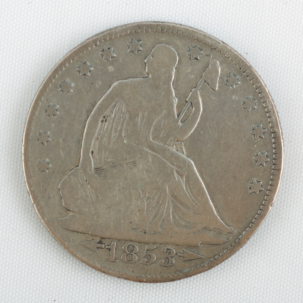 1877 Seated Liberty Quarter and 1853 Seated Liberty Half Dollar