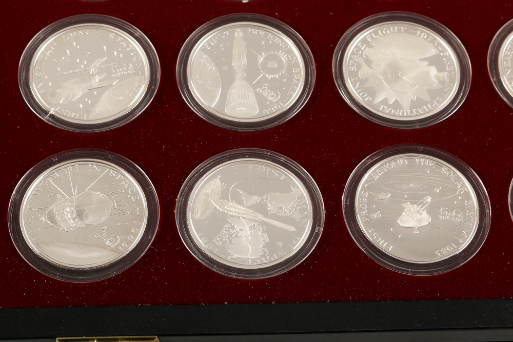 Complete Set of Space Exploration $50 Silver Proof Coins with Binder