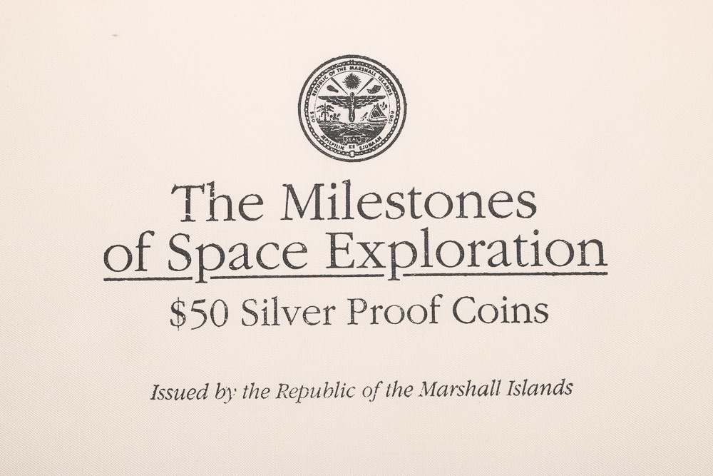 Complete Set of Space Exploration $50 Silver Proof Coins with Binder