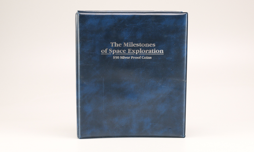 Complete Set of Space Exploration $50 Silver Proof Coins with Binder