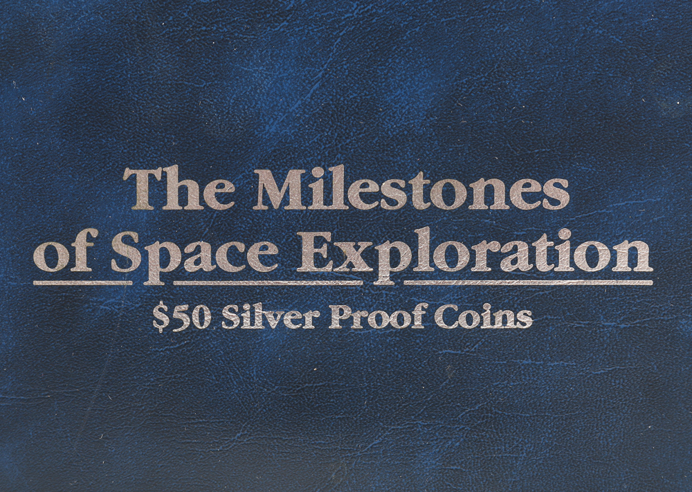 Complete Set of Space Exploration $50 Silver Proof Coins with Binder