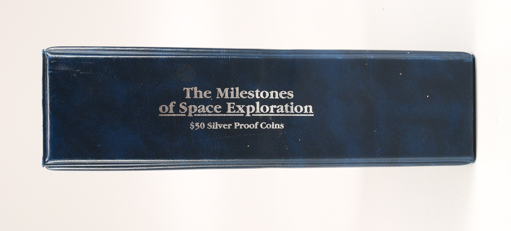 Complete Set of Space Exploration $50 Silver Proof Coins with Binder