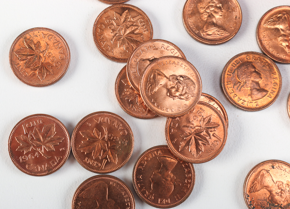 Collection of 1960s Canadian Pennies