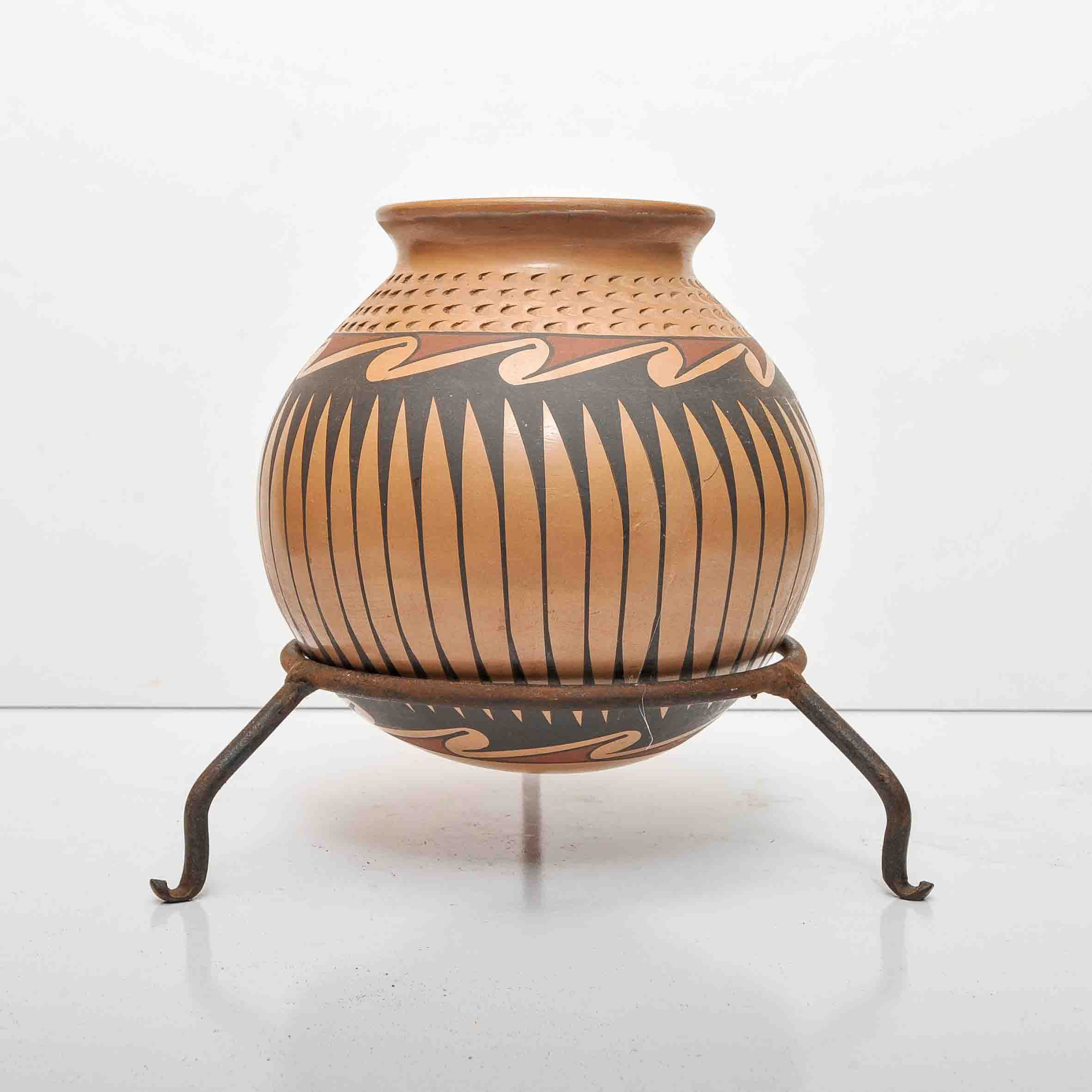 Native American Pottery Vase with Stand